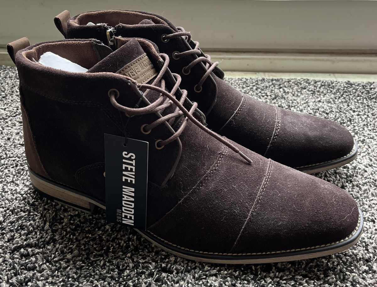 NEW Steve Madden Mens Johnnie Brown Leather/Suede Boots Sze  display picture 3
