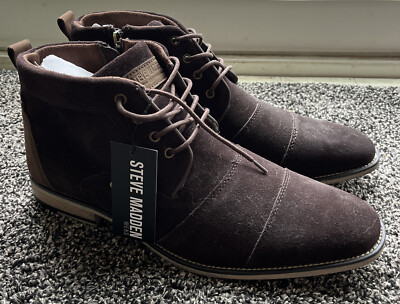 NEW Steve Madden Mens Johnnie Brown Leather/Suede Boots Sze 11.5