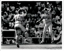 LD250 1985 Orig J Ruebsamen Photo VICTORY DANCE CARDINALS BEAT DODGERS NL CHAMPS