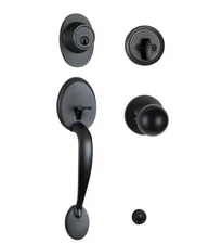 Newbang Entrance Lock System, Keyed Front Door Entry Handle, Iron Black