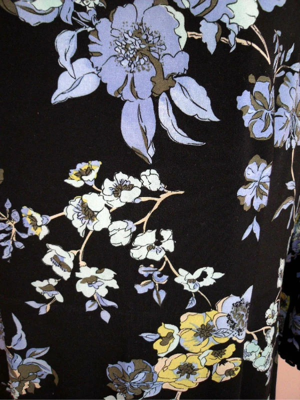 Vestido Floral Tejido Talla XS 0 2 Flores con Volantes NEGRO Carrera Elastizado Randolph Duke Foto 3 de 4