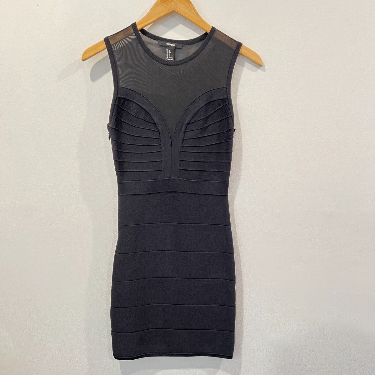 mesh paneled bodycon dress forever 21 Black Size S Ebay