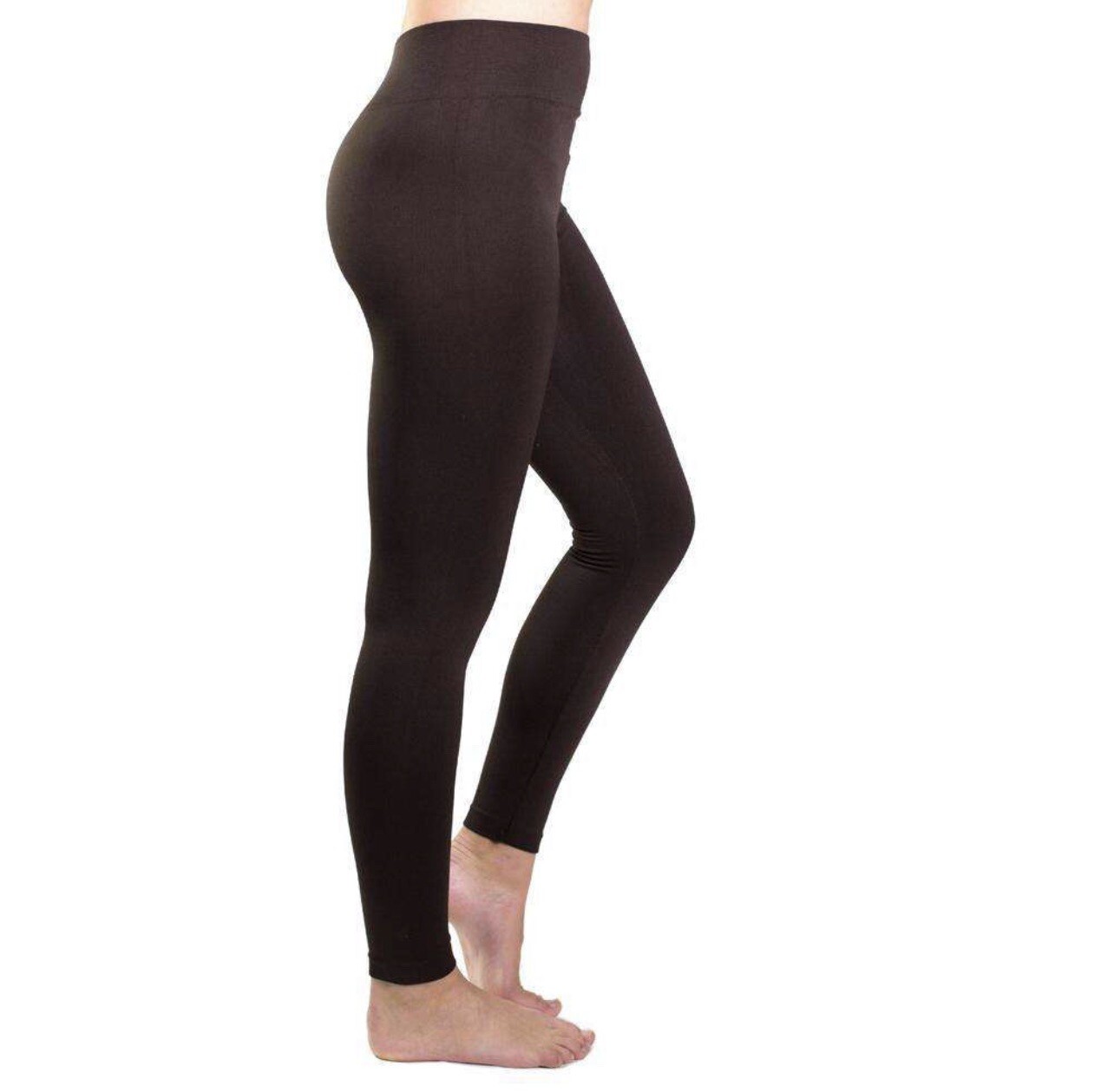 Women's Fleece Lined Leggings - Brown; Thick Warm Thermal Stretchy - One  Size | eBay