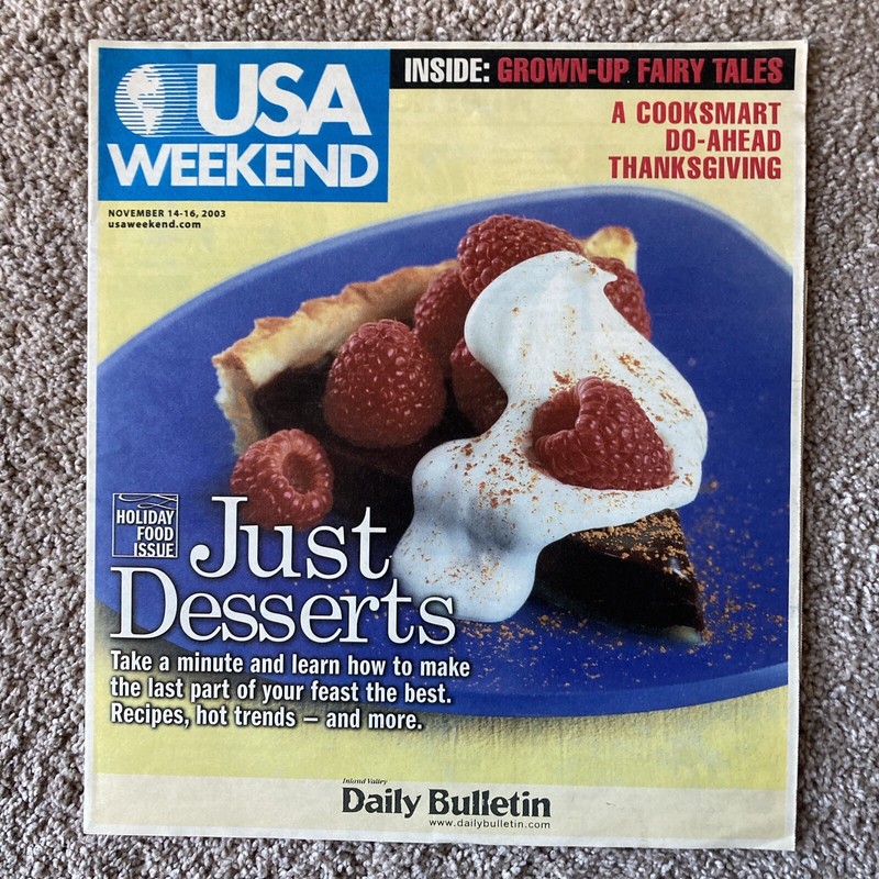 USA weekend magazine, November 14–16, 2003, cover: Holiday food issue