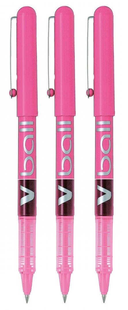 Lot de 6 stylos bille roller PILOT V-Ball 05 encre Rose - Image 2