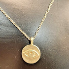 Vintage 80s Sterling Silver 925 Gold Plated Eye Of Ra Pendant Necklace