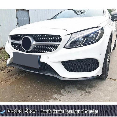 Real Carbon Front Bumper Lip Spoiler For Mercedes Benz W205 C200 C300 C43 15-17 - Picture 4 of 12
