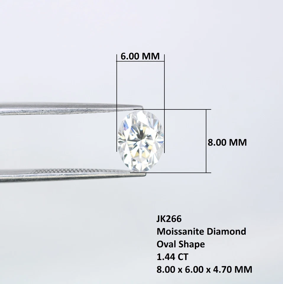 1.44 CT Moissanite Diamond Oval Cut 8.00x6.00 White Diamond For Engagement Ring - Image 2 of 4