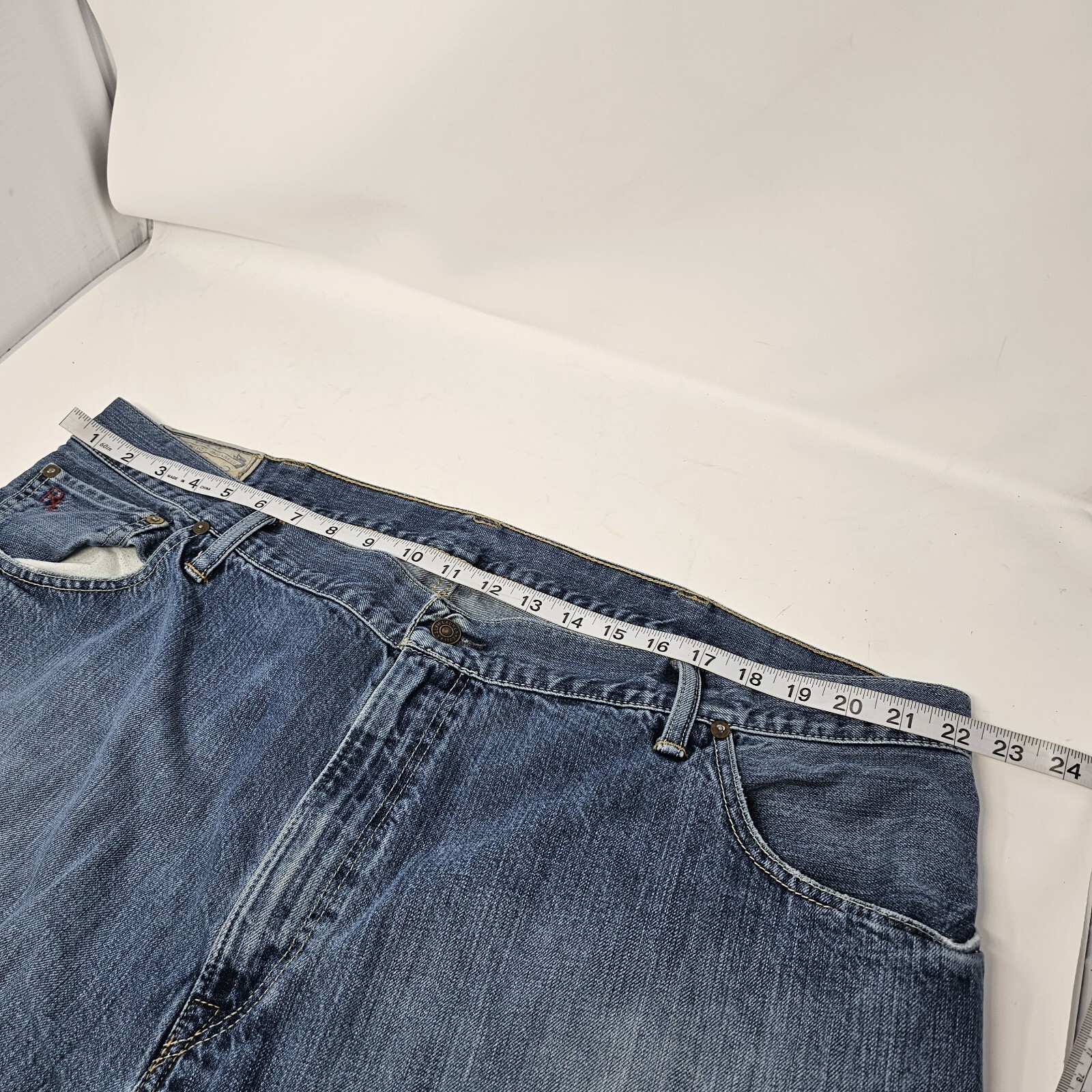 Vintage Polo By Ralph Lauren Mens Big Sz 44Bx32 Blue Denim Jeans High Rise thumbnail 7