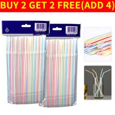 500x Straws Plastic Bendy Colourful Straws Birthday Wedding Summer Party