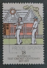 USED Australia Stamp1977  Australia Test Cricket Fielders Bowler and fielder