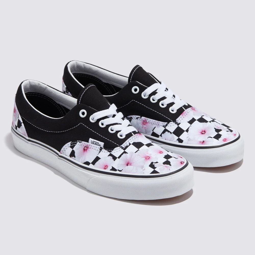 New Vans Era Hibiscus Check Black White Sneakers Low Top Shoes