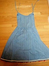 Vintage  Philadelphia Shop Strawbridge & Clothier Blue White Stripe Dress (19)
