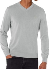 Lacoste Long Sleeve Regular Fit V-neck Organic Cotton Sweater Mens Size M/4 NWT