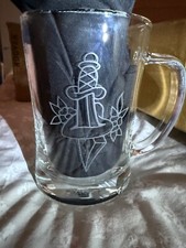 Hand etched glass tankard. Sailor Jerry inspired. Brand new. Gift. 