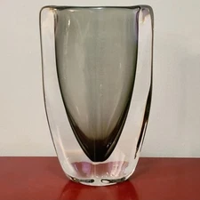 Hand Blown Smoky Glass Vase, Nils Landberg (1907-91) Design  - Marked, Numbered