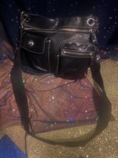 Roots Canada Vtg Handmade Leather Black Silver Utilitarian Crossbody Bag Coveted