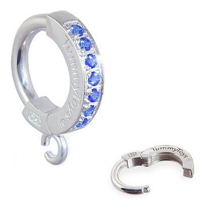 Tummytoys Sterling Silver Belly Ring with Deep Blue CZ Gemstones - Customizable