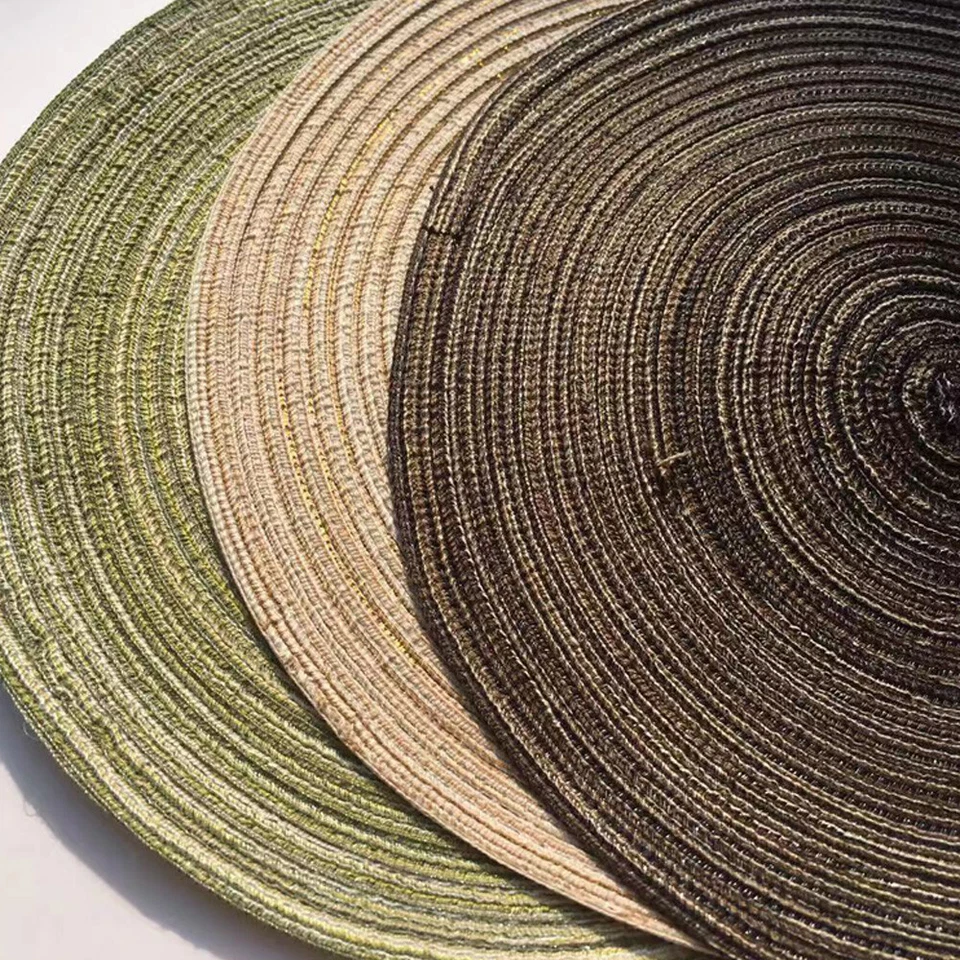 Set Round Woven Table Mat Heat Insulation Placemat Coaster Non-Slip Place Mats - Image 3 of 3
