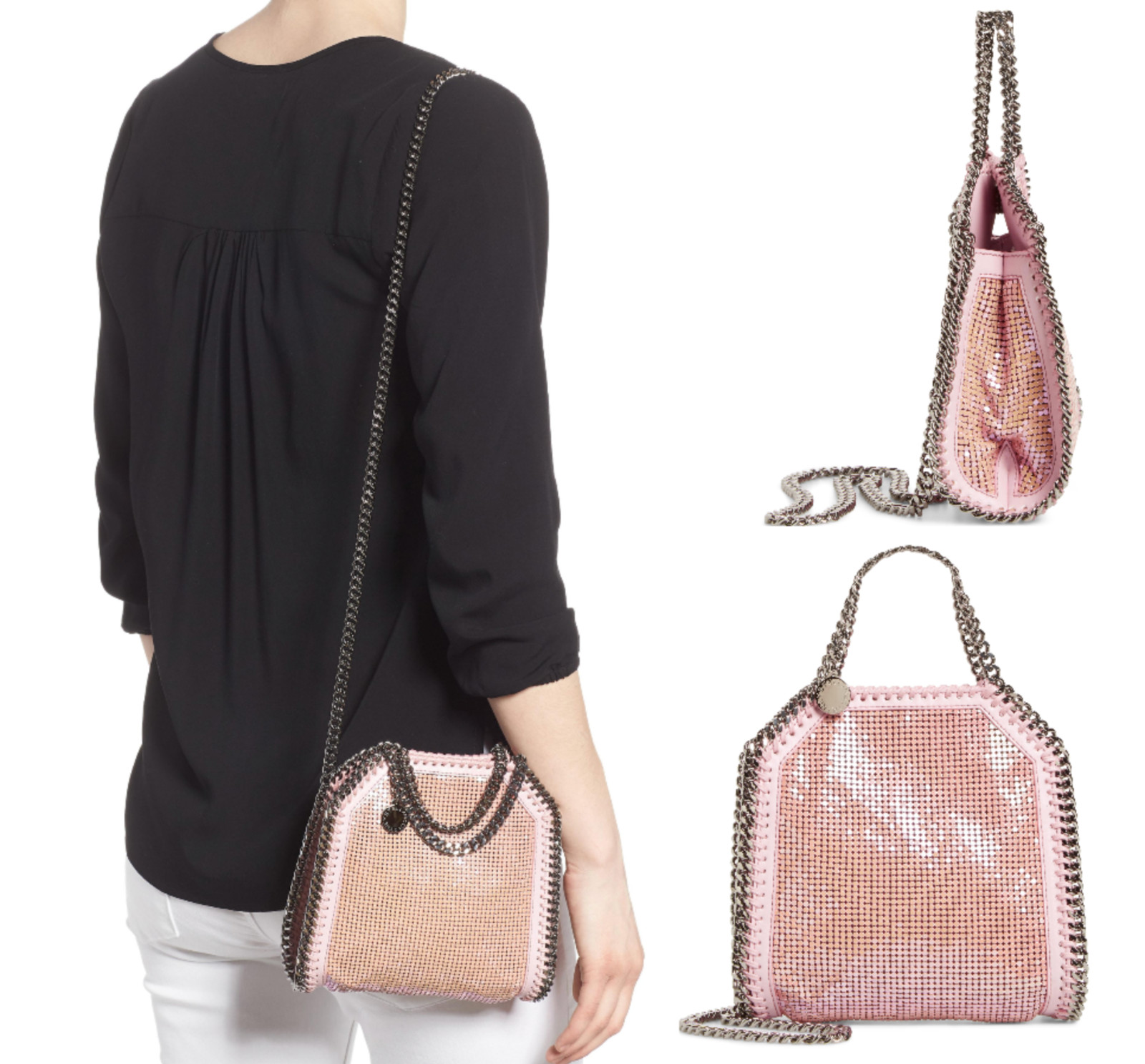Stella Mccartney Crossbody Mini Falabella Bag Metal Mesh Tote Handbag