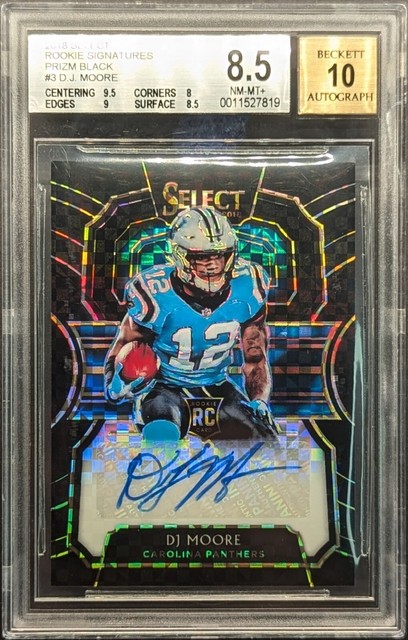 D.J. Moore 1/1 Rookie Auto 2018 Select Black Finite Power Prizm RC SSP
