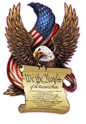 American Flag Eagle We the people large decal 36''