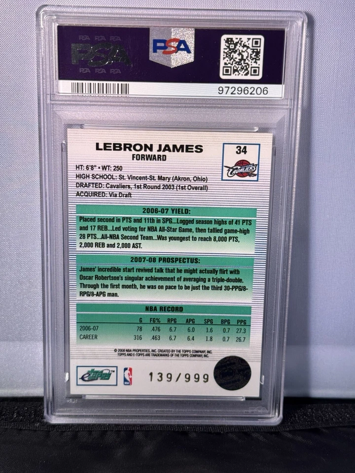 LeBRON JAMES 2007 eTopps #34 Graded PSA 8 NM-MT Cleveland Cavaliers RARE /999 - Image 2 of 2