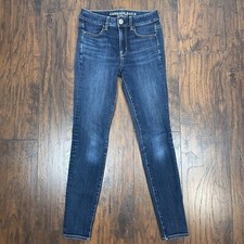 American Eagle Women's 0 Skinny Jeans Hi-Rise Jegging Blue Medium Wash Stretch
