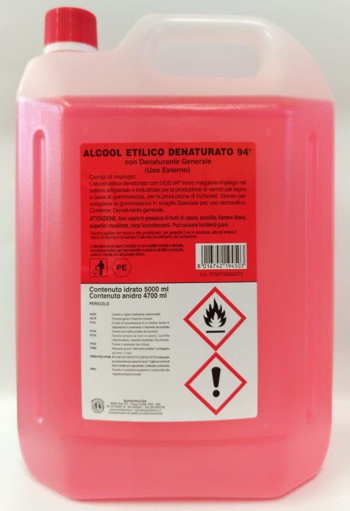 Alcool Etilico Denaturato 94° LA SOVRANA - Confezione Da 6 Bottiglie Da 1 Litro - Per Pulizie, Disinfezione E Sgrassaggio