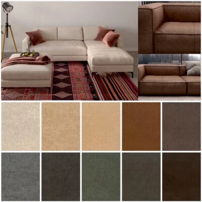 Möbelstoff Polsterstoff Vintage Lederoptik Lederimitat Stoff Fleecerücken Cortes