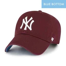 New York Yankees Maroon Blue 47 Brand Ballpark Clean Up Hat