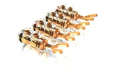 4 x Viablue TS Kabelschuhe 6mm vergoldet 30220 spade connector + Werkzeug