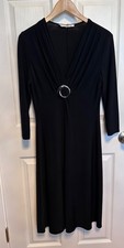 Evan Picone Black Dress Size 8 Slimming EUC, gathered at waist
