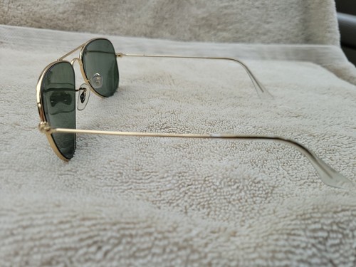 Ray-Ban Aviator Small Metal Gold Sunglasses RB3044 L0207 52 Light Lens Scratches - Picture 4 of 10