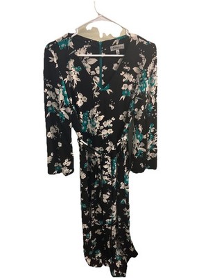 Neiman Marcus Jumpsuit Size 6 Floral Green White Black Retro 70S 80S Zip