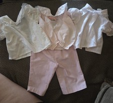 4 Piece Vintage 1980s Baby Girl Pant And Button Up Blouse Set. Size 9 Months