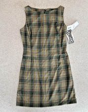 Vintage La Belle Plaid Green Mini Dress Size 5, Never Worn NWT