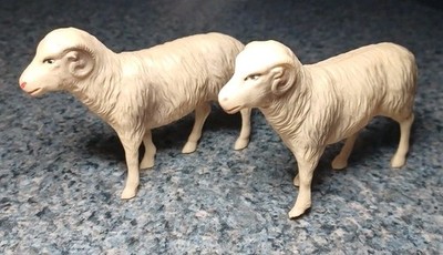 Vintage Celluloid Sheep Ram Farm Animal Putz Nativity Scene Made In USA 