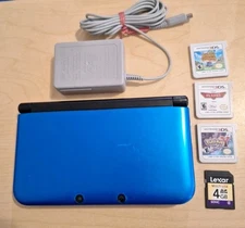 Nintendo 3DS XL BLUE SPR-001US handheld Console+3 Games +4GB MemorCard +Charger 