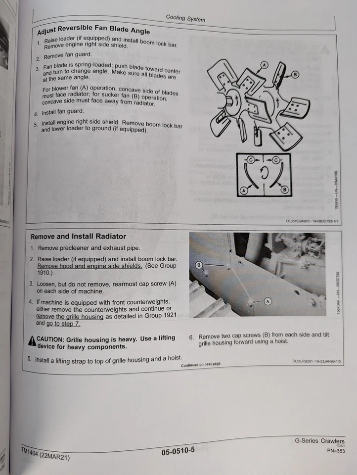 John Deere 450G 455G 550G 555G 650G manual de reparación de excavadora sobre orugas - TM1404 Foto 3 de 4