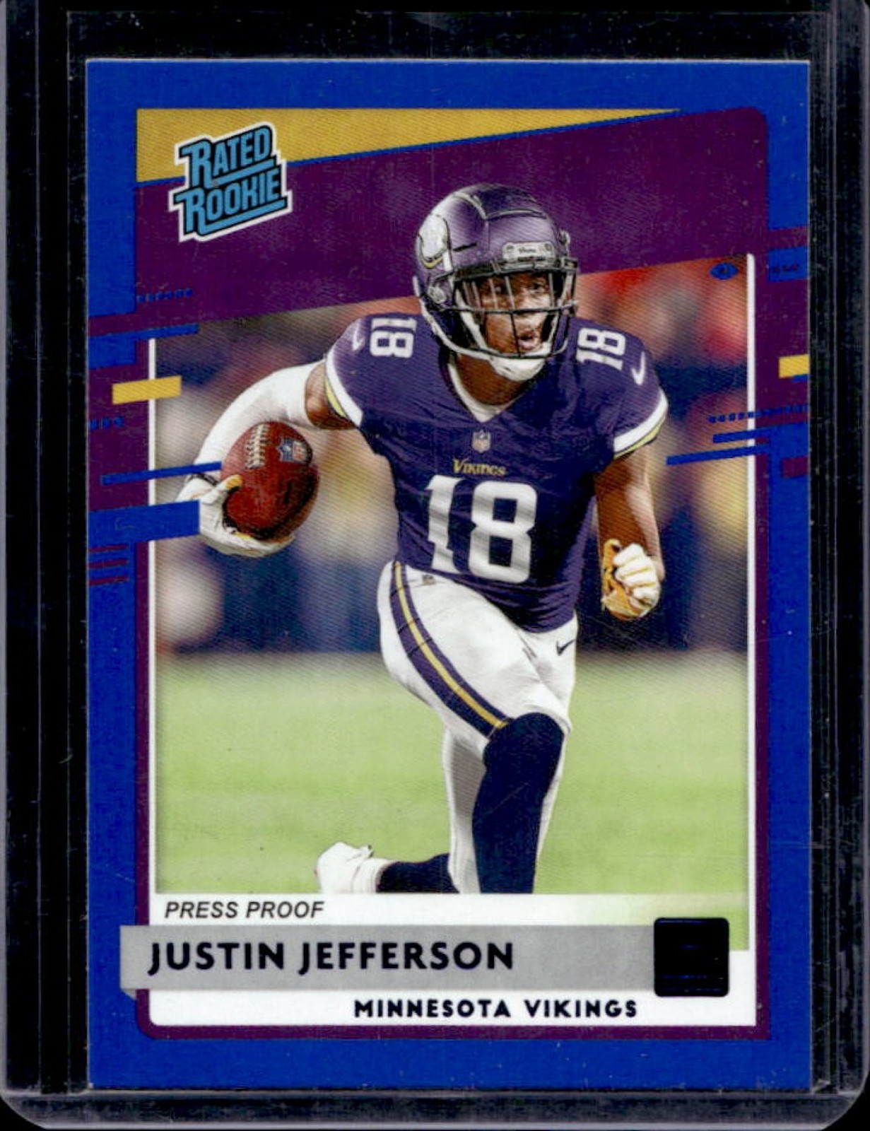 2020 Donruss Justin Jefferson Press Proof Blue Rookie RC #313 Vikings