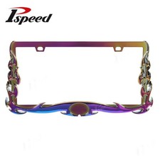 Usa Size Universal Neo Chrome 3d Hell Fire Plastic License Plate Frame Cover Usa Size Universal Neo Chrome 3d Hell Fire Plastic License Plate Frame Cover