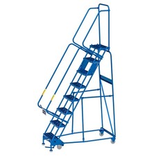 Global Industrial 8 Step Narrow Steel Rolling Ladder with 16"W Perforated Step