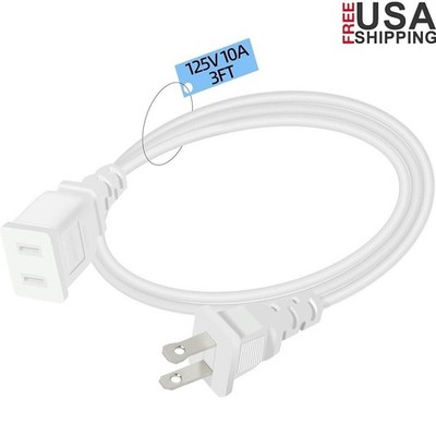 Compact Flat Extension Cord Light-Duty Power Cable Polarized Plug Indoor Use