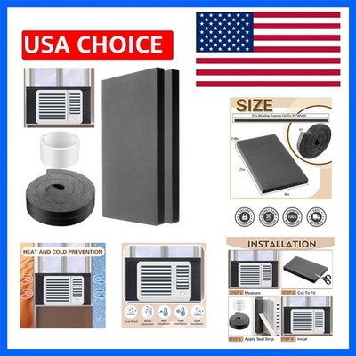 4 Pcs Window Ac Insulated Foam Panels with Seal Strip,Black | Fits Most 5000-...