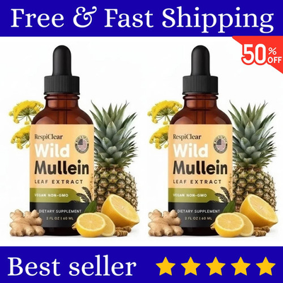 #ad 2 Pack RespiClear Wild Mullein Leaf Extract Liquid Drops Vegan Non GMO Lemon $34.99
