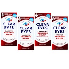 4 Pack Clear Eyes Maximum Strength Redness Relief Eye Drops 0.5Oz Each