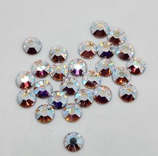 12pc Swarovski Crystal Clear AB ss30 Flat Back Round Rhinestone 2038; 6mm Hotfix