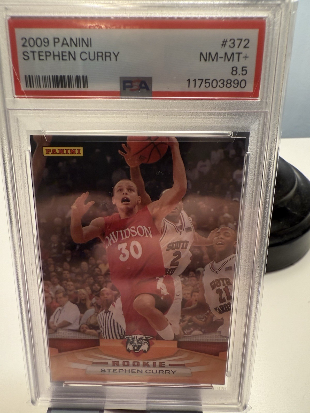 2009-10 Panini - Rookie Stephen Curry #372 (RC) PSA 8.5 view 2