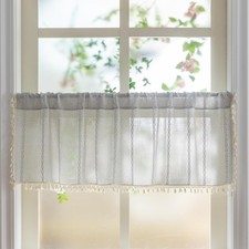 Boho Curtains Valance for Cafe Windows, Bohemian Short Curtains Light Filtering